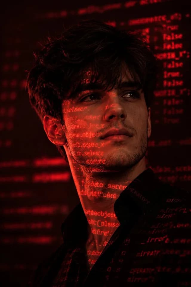 Cyberpunk Hacker Red Portrait preview image 1