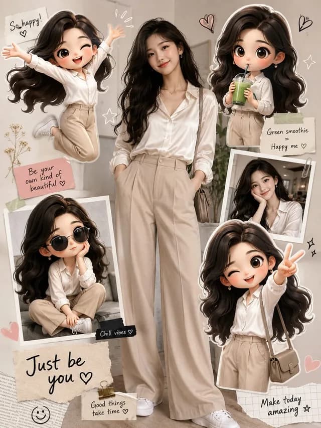 Fashion Collage with Chibi Characters preview image 1