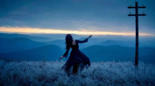 Windblown Woman on Misty Mountain preview image 1