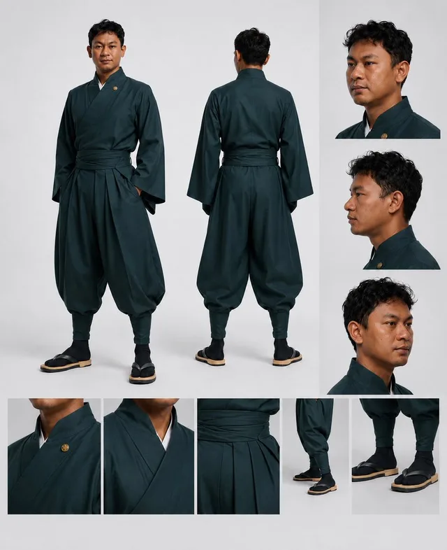 Modern Samurai Outfit Reference Sheet preview image 1
