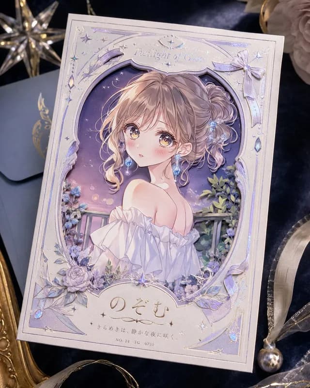 Foil Anime Postcard Design preview image 1