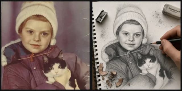 Vintage Photo to Graphite Sketch preview image 1