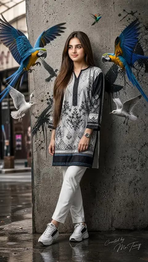 Pakistani Street Fashion with Birds preview image 1