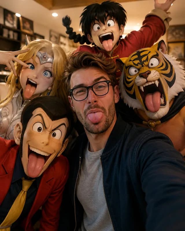 Realistic Selfie with Cartoon Characters preview image 1