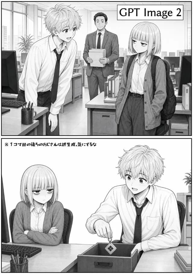 Two-Panel GPT Image 2 Manga Office Comic preview image 1