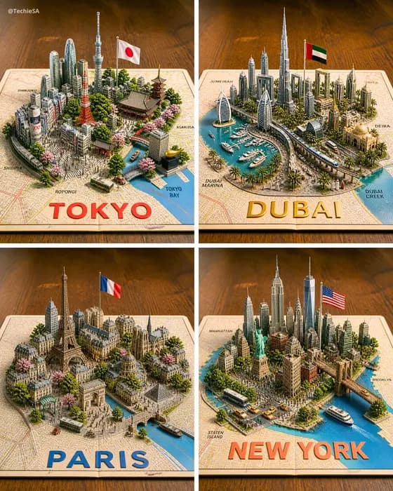 Four 3D Miniature City Maps preview image 1