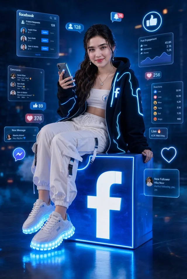 Neon Facebook Influencer Portrait preview image 1
