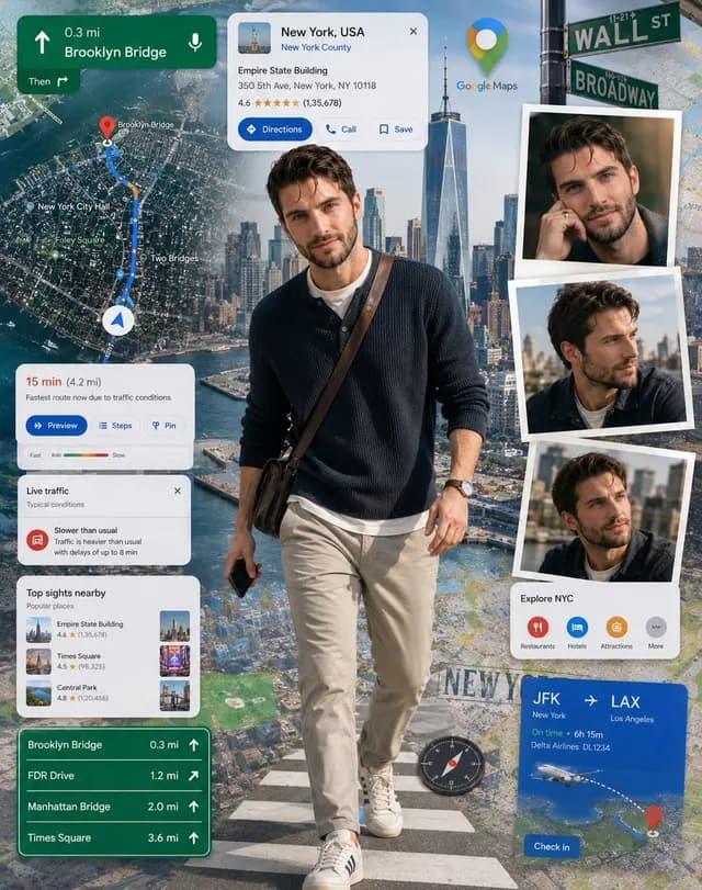 Google Maps Inspired Digital Collage Poster preview image 1