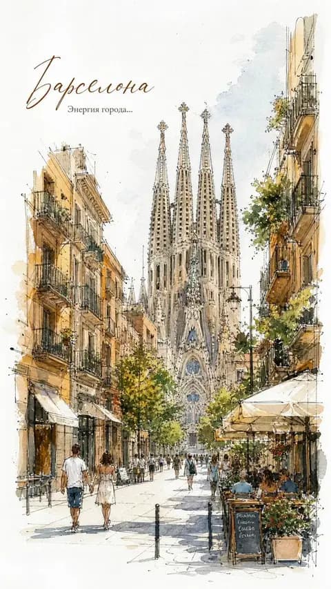 European City Watercolor Sketch Poster preview image 1