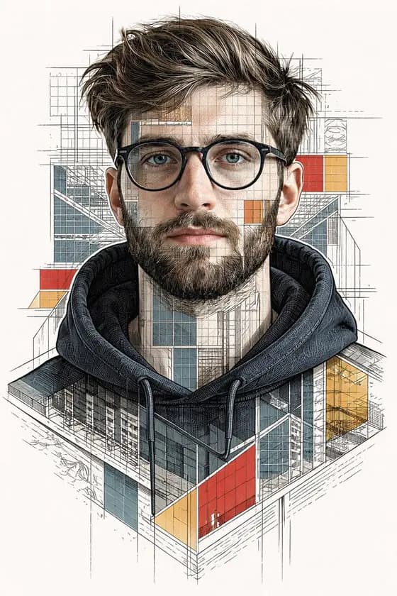 Architectural Blueprint Face Portrait preview image 1