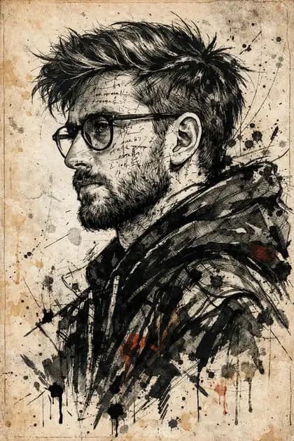 Expressive Ink Manuscript Portrait preview image 1