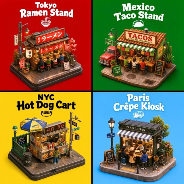 3D City Food Stand Grid preview image 1