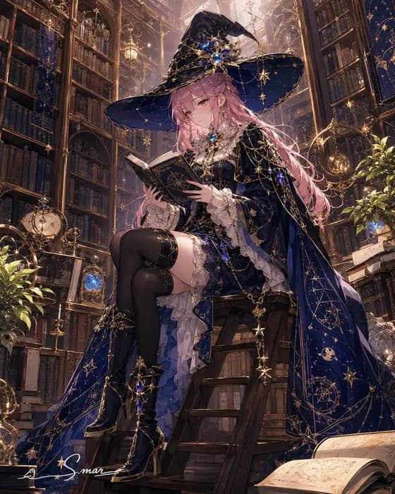 Celestial Sorceress in Magical Library preview image 1