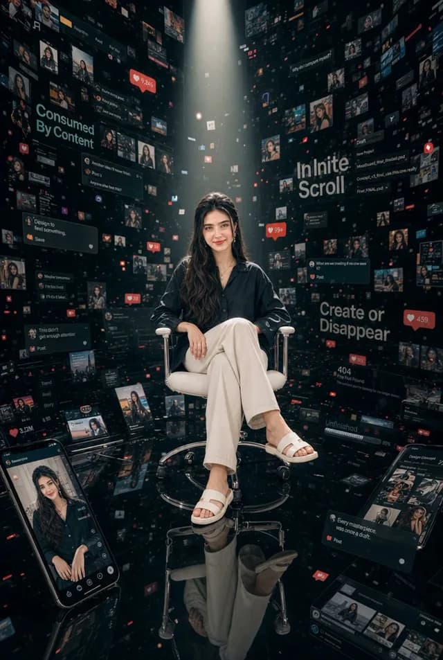 Woman in Infinite Scroll Void preview image 1