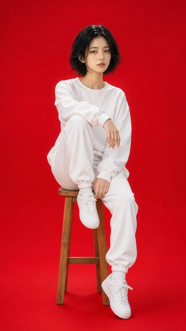 High Fashion Red Backdrop Portrait preview image 1
