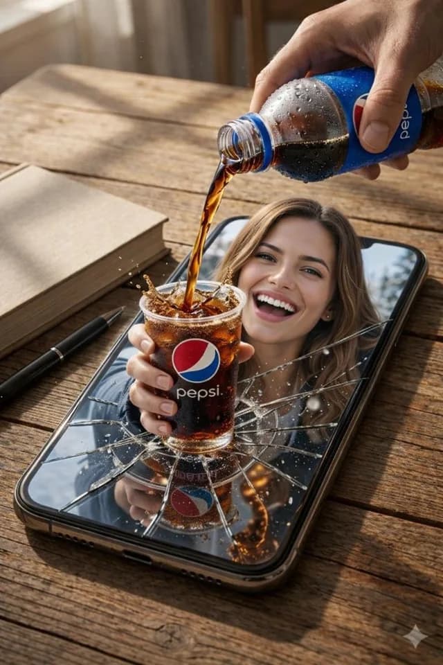Surreal Pepsi Pour Phone Composite preview image 1