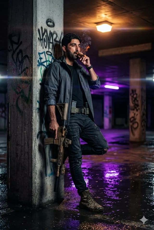 Gritty Neo-Noir Tactical Portrait preview image 1