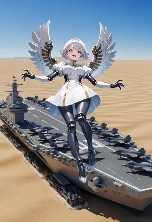 Angelic Android Over Land Aircraft Carrier preview image 1