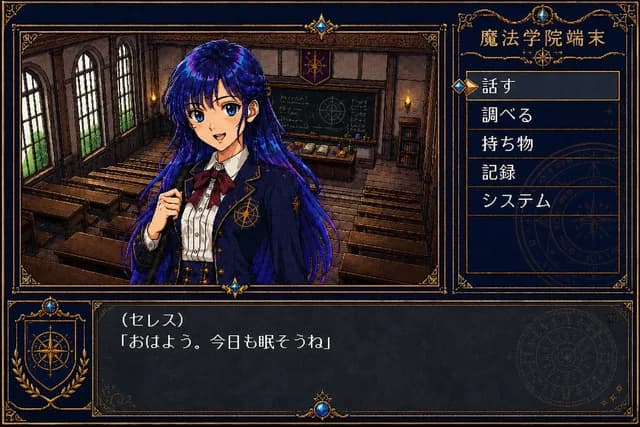 Retro Magic Academy Visual Novel UI preview image 1