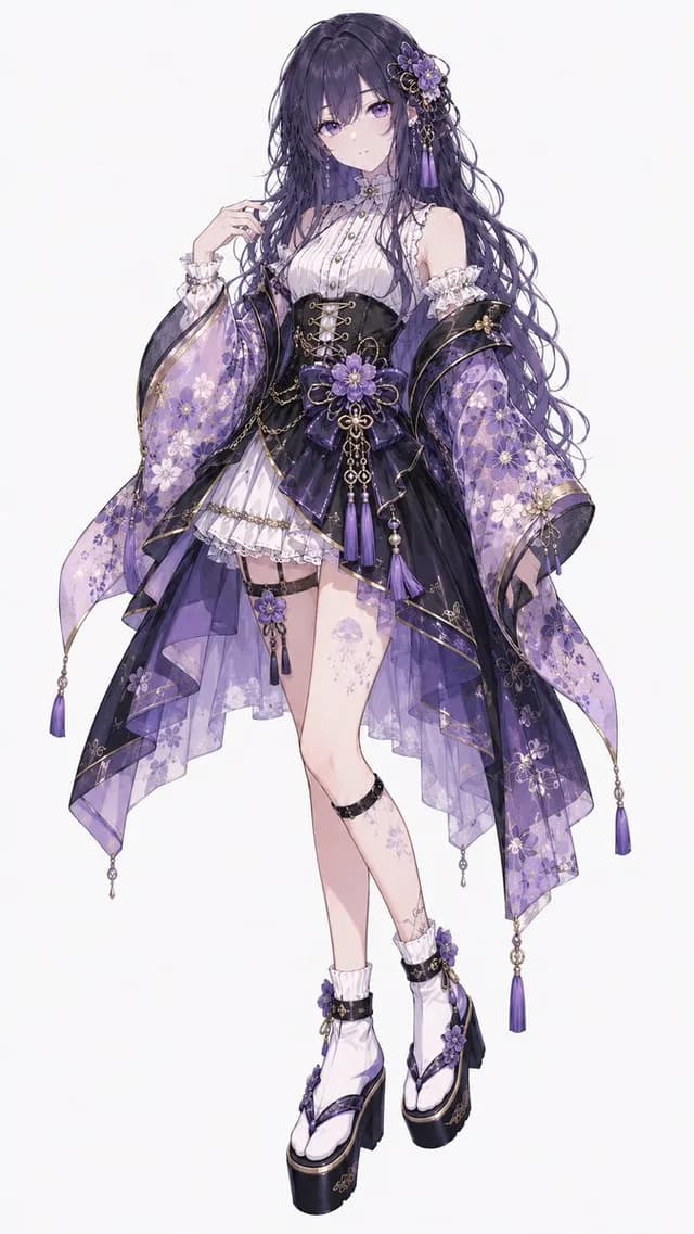 Purple Floral Wa-Modern Idol Dress preview image 1