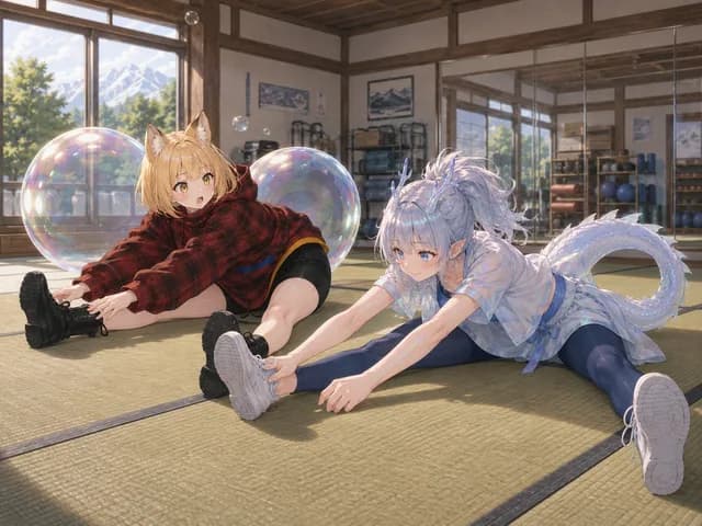 Bubble Dragon and Fox Stretching preview image 1