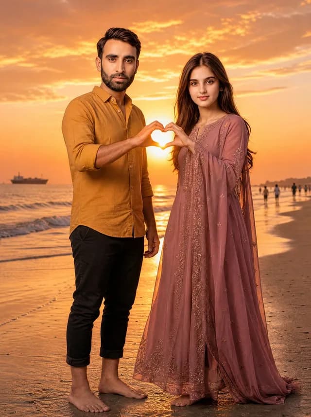 Romantic Beach Sunset Couple preview image 1