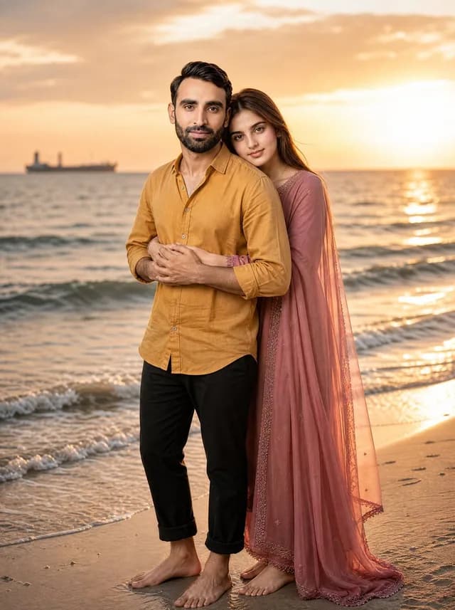 Romantic Beach Sunset Couple preview image 1