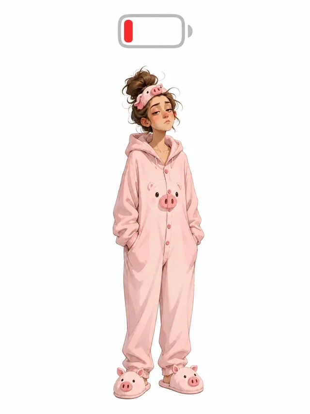 Low Battery Pig Pajama Character preview image 1