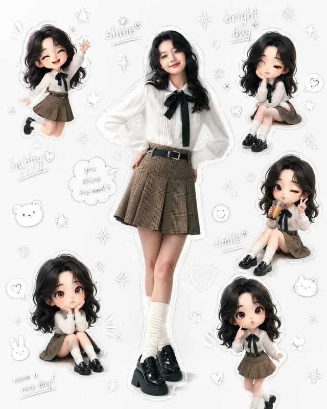 Kawaii School Girl Aesthetic Collage preview image 1