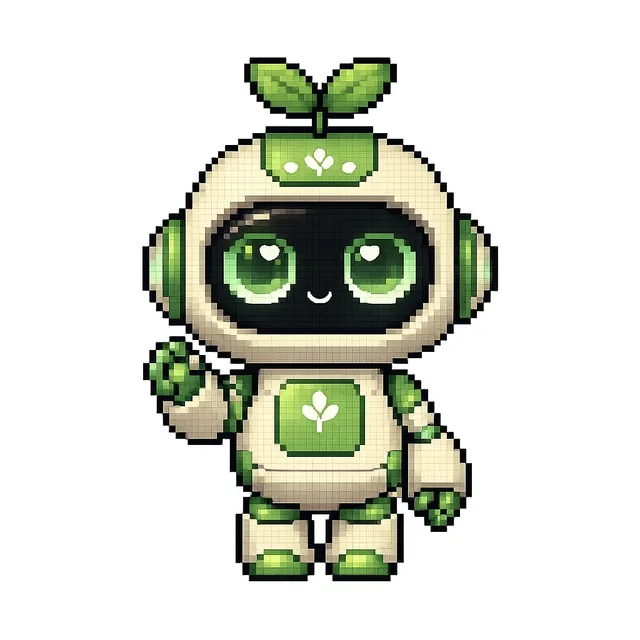Cute Eco Robot Pixel Art Mascot preview image 1