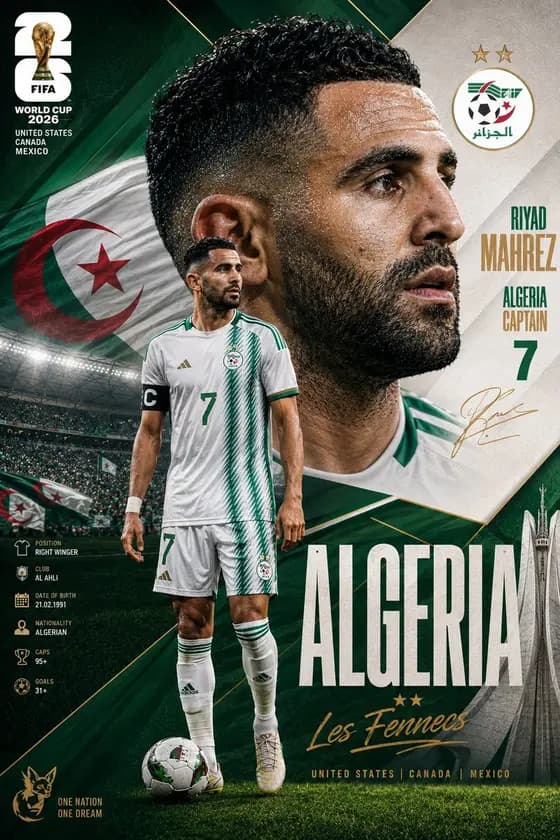 Algeria World Cup Captain Poster preview image 1