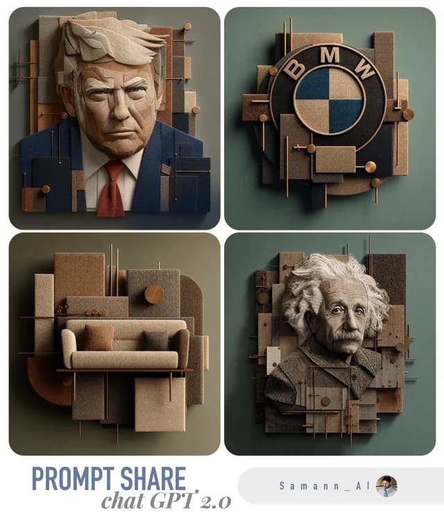3D Fabric Art Prompt Share Collage preview image 1