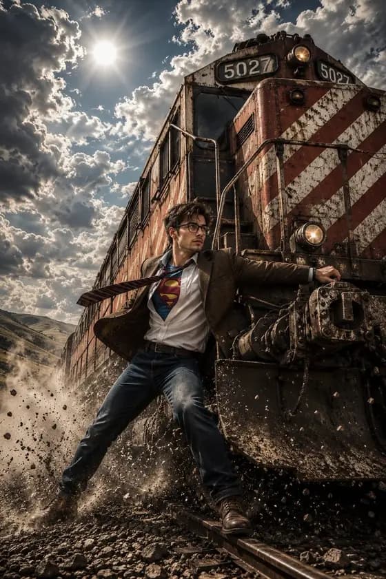 Heroic Action Train Stopping Portrait preview image 1