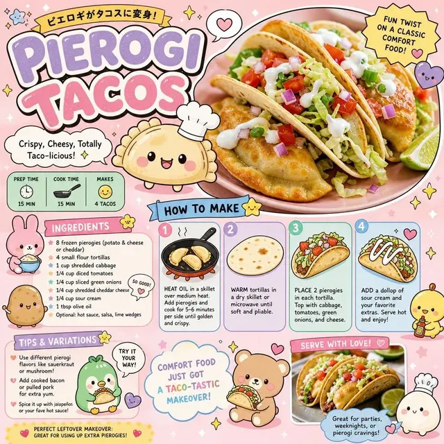 Kawaii Pierogi Tacos Recipe Poster preview image 1