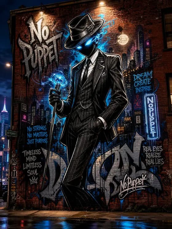 No Puppet Noir Graffiti Mural preview image 1