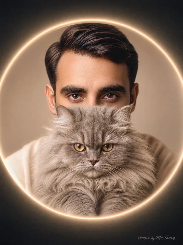 Glowing Cat Profile Portrait preview image 1