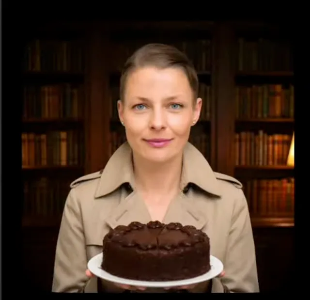 Faceless Man Holding Chocolate Cake preview image 1