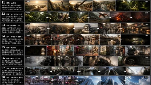 Multi-Era Cinematic FPV Storyboard preview image 1