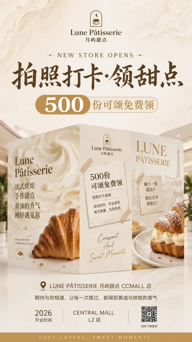 French Patisserie Opening Hoarding Poster preview image 1