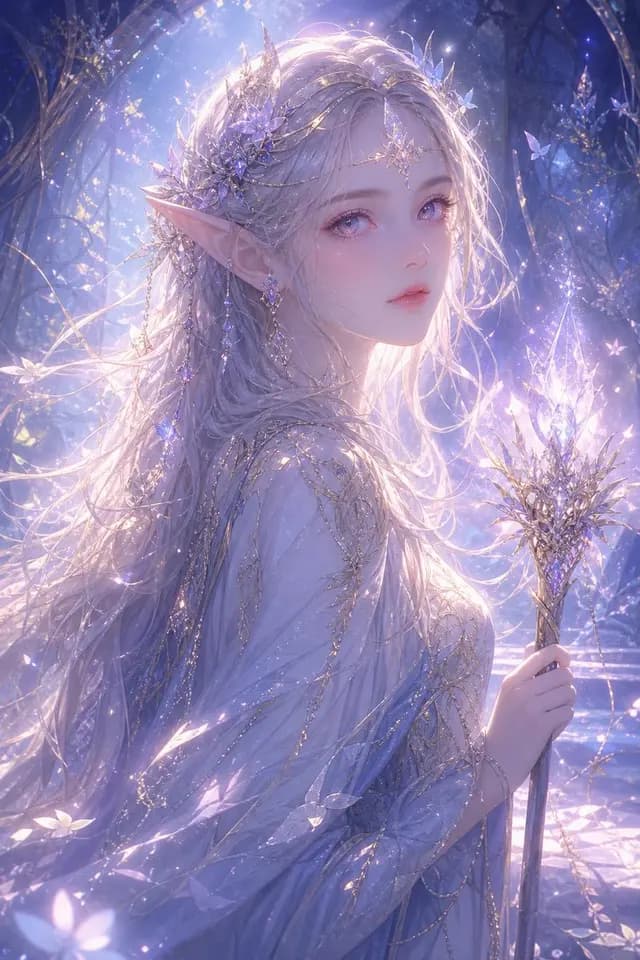 Mystical Glowing Elf Portrait preview image 1