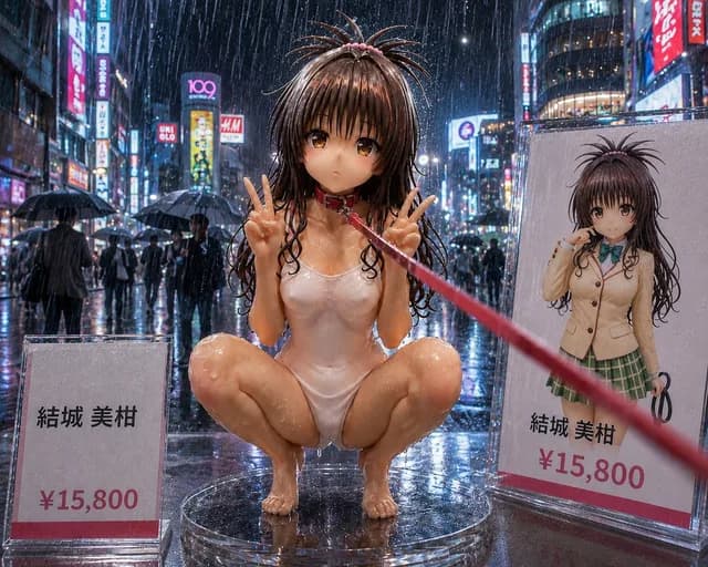Rainy Tokyo Anime Figure Display preview image 1