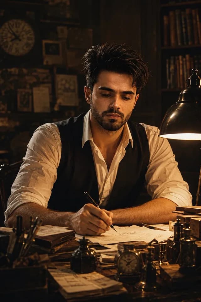 Vintage Writer Cinematic Portrait preview image 1