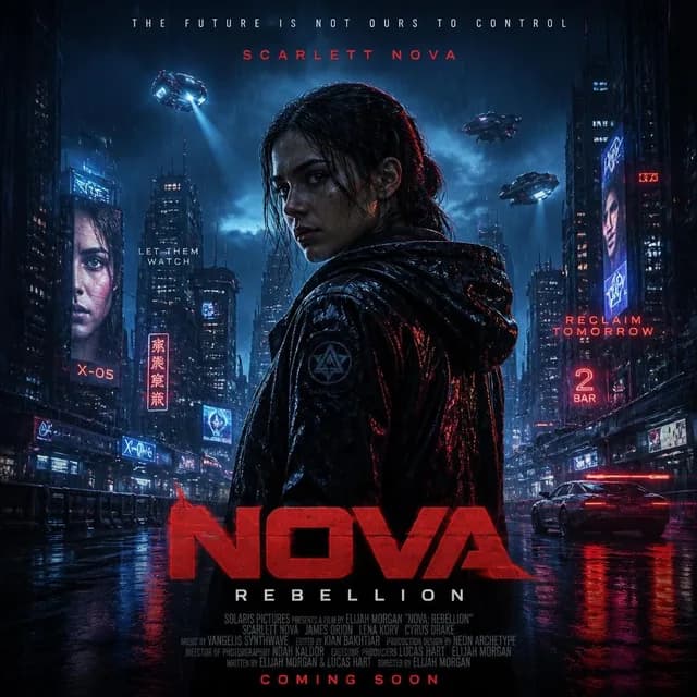Cyberpunk Nova Rebellion Poster preview image 1