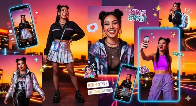 Gen-Z Neon Fashion Collage preview image 1