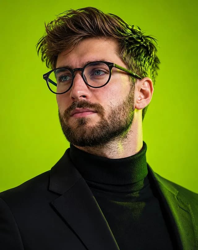 Editorial Male Portrait with Neon Lighting preview image 1