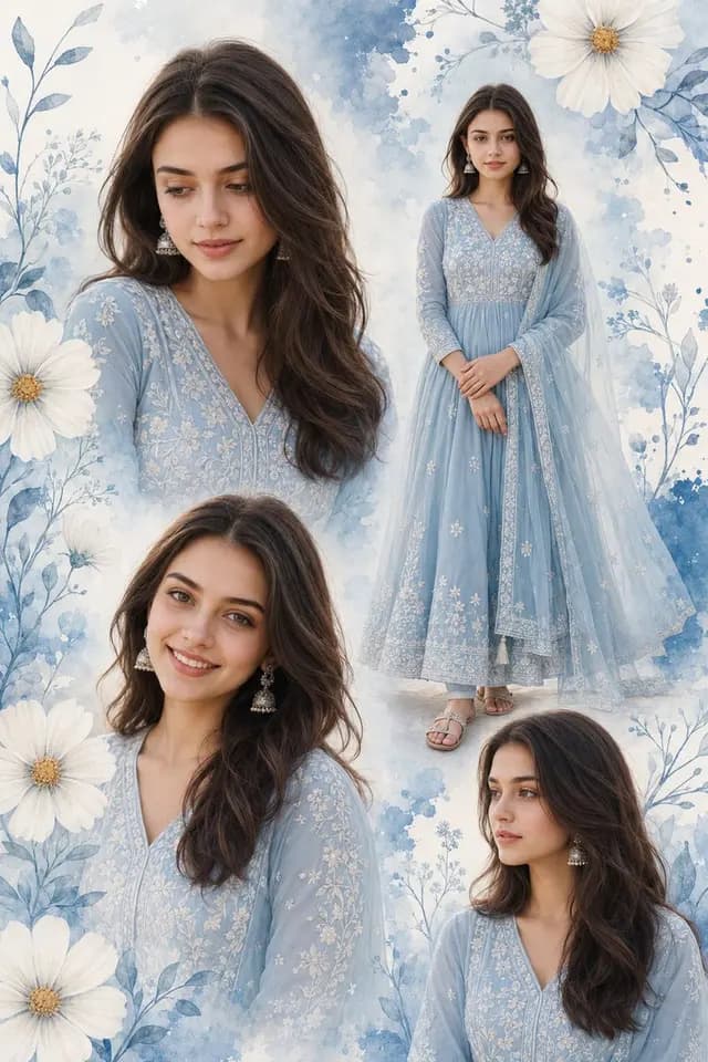 Indian Woman Anarkali Suit Collage preview image 1