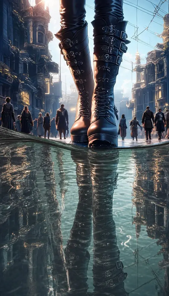 Giant Gothic Boots in Flooded City preview image 1