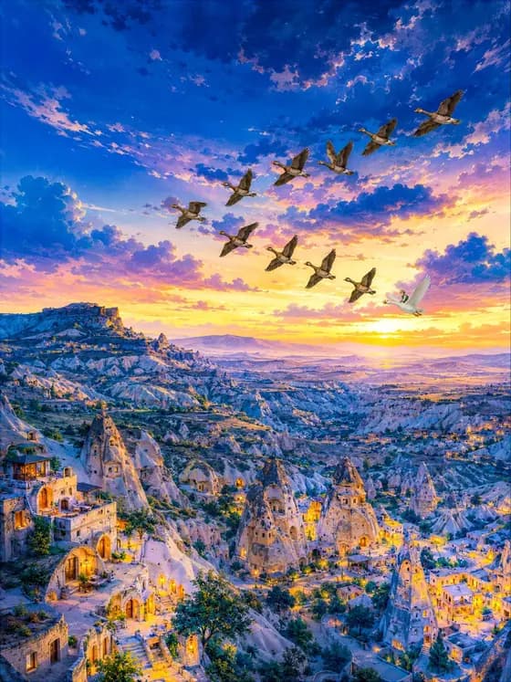 Twilight Geese Over Cappadocia preview image 1