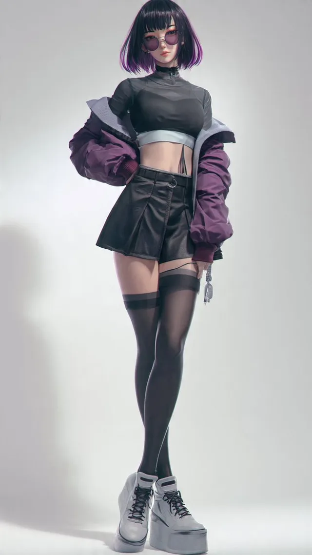 Anime Cyber Streetwear Full-Body Portrait preview image 1