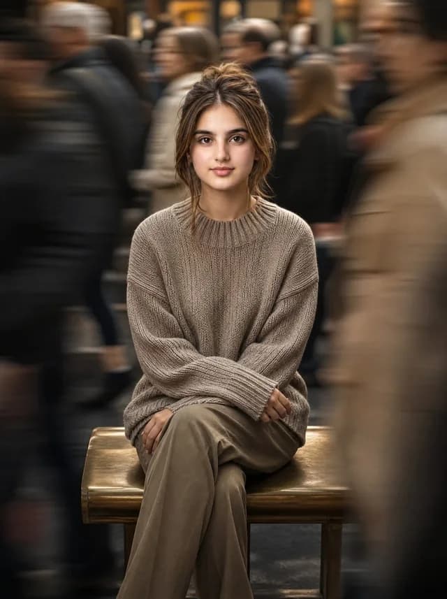 Cinematic Stillness in Motion Street Portrait preview image 1